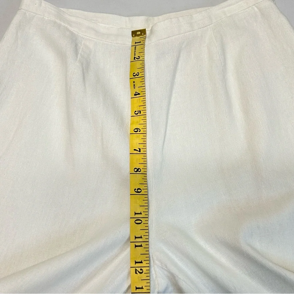 Style & Co Womens Linen Blend Trouser Pants Petite Sz 10PHigh Rise‎ Lined White